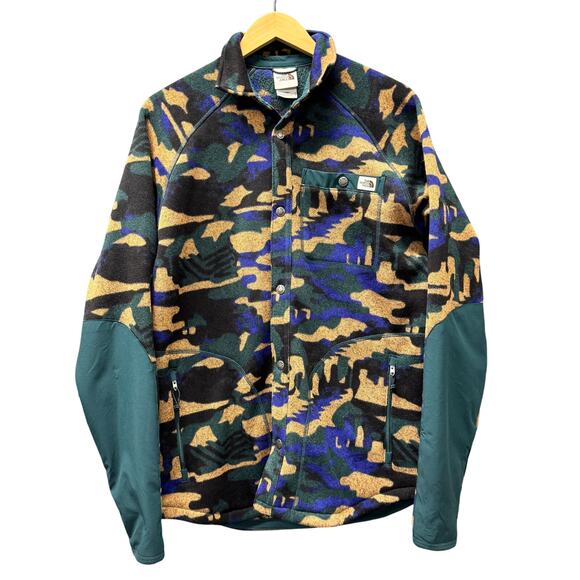 The North Face Shacket Mens Small Snap Up Fleece Gordon Lyons Green Blue Jacket - Picture 1 of 7